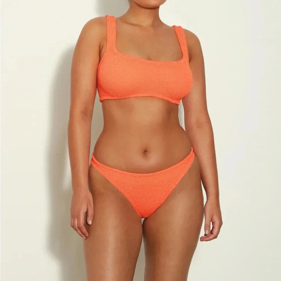 NWT Hunza G Xandra Orange Bikini Set Swimsuit Crinkle Swimwear Revolve Harrods - Picture 6 of 9